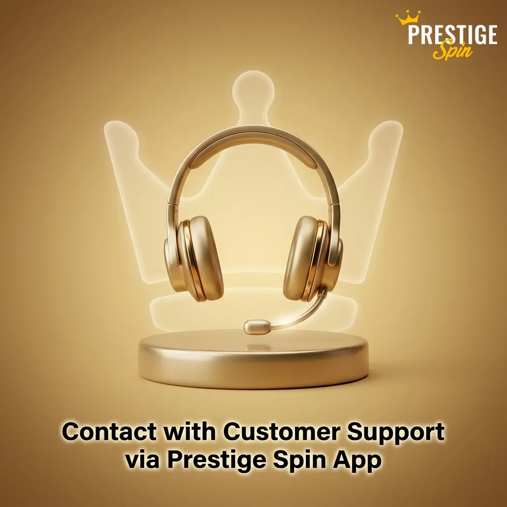 Prestige Spin app customer support interface showing live chat, email, and contact form options for UK players