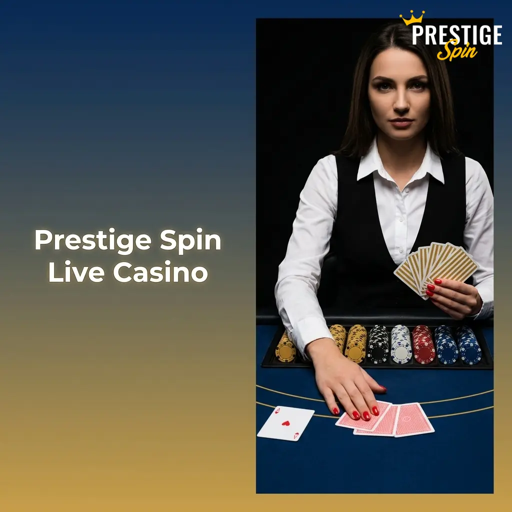 Prestige Spin live casino with HD video stream dealers hosting blackjack, roulette, baccarat, and live game shows