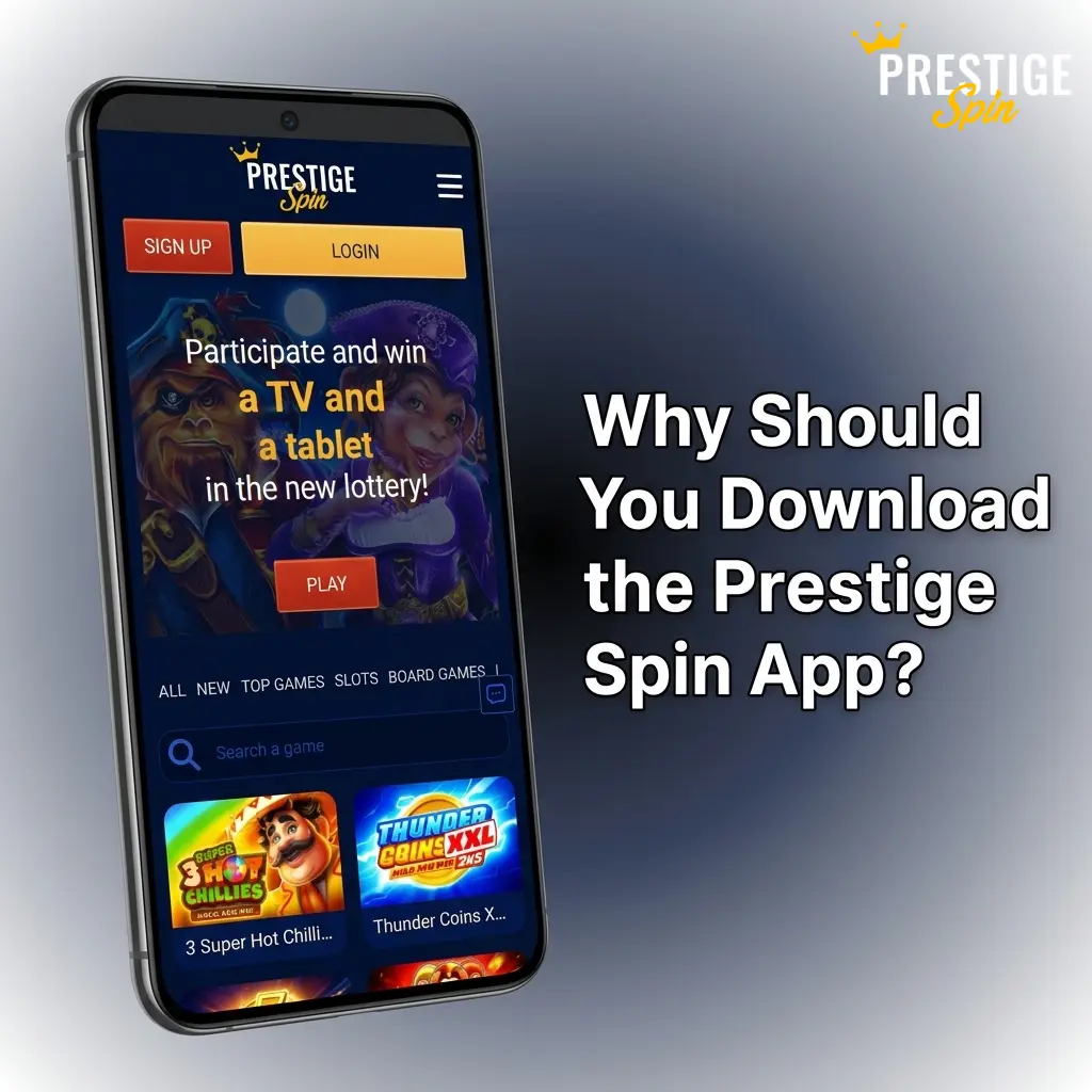 Prestige Spin mobile app interface showing live betting markets, casino games, and fast GBP deposit options for UK players