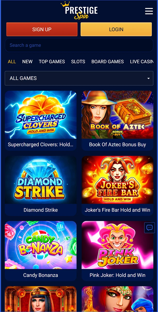 Play the best online slots on the official Prestige Spin website today.
